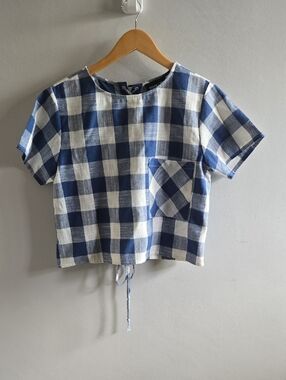 Sugar Lips Blue and White Gingham 100 % Cotton Short Set Size Small